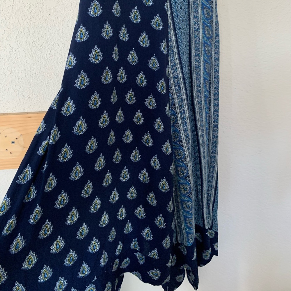 Anthropologie Blue Patterned Wrap Dress - Picture 10 of 12